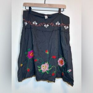 Free People Embroidered Floral Skirt